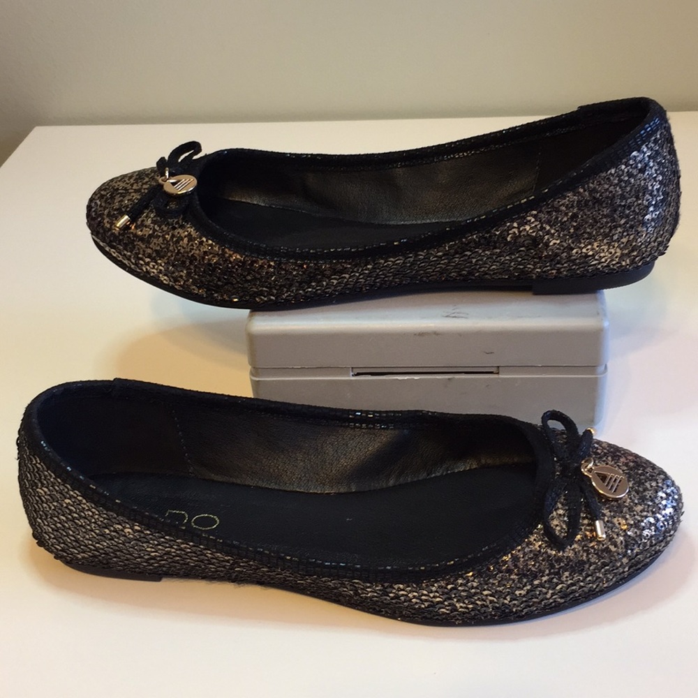 Aldo Sequin Flats Black & Gold
